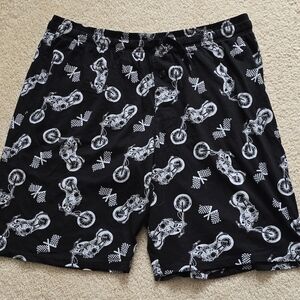 🌈Mad Engine Black Motorcycle Print Pajama Lounge Shorts Size XL